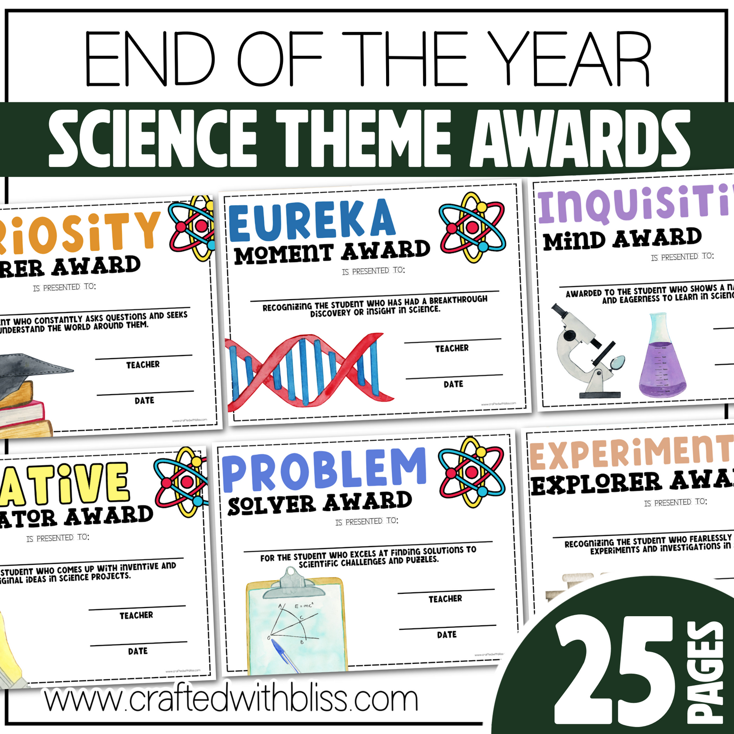 Editable Science End of the Year Awards