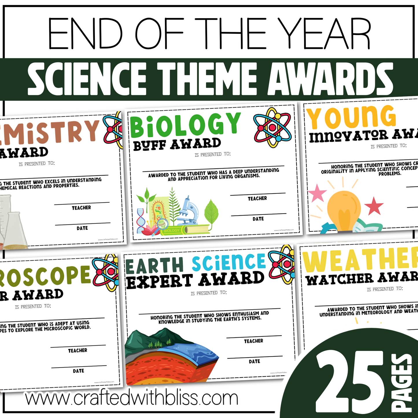Editable Science End of the Year Awards