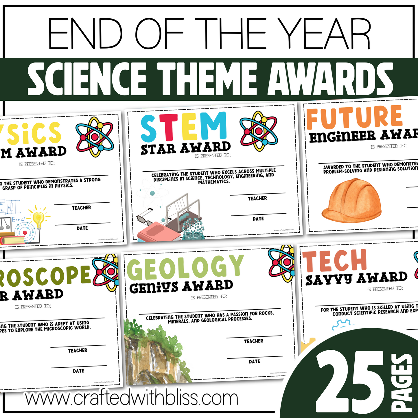 Editable Science End of the Year Awards