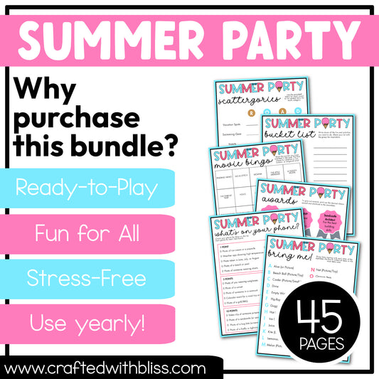 Printable Summer Party Games For All Bundle 30+ Games
