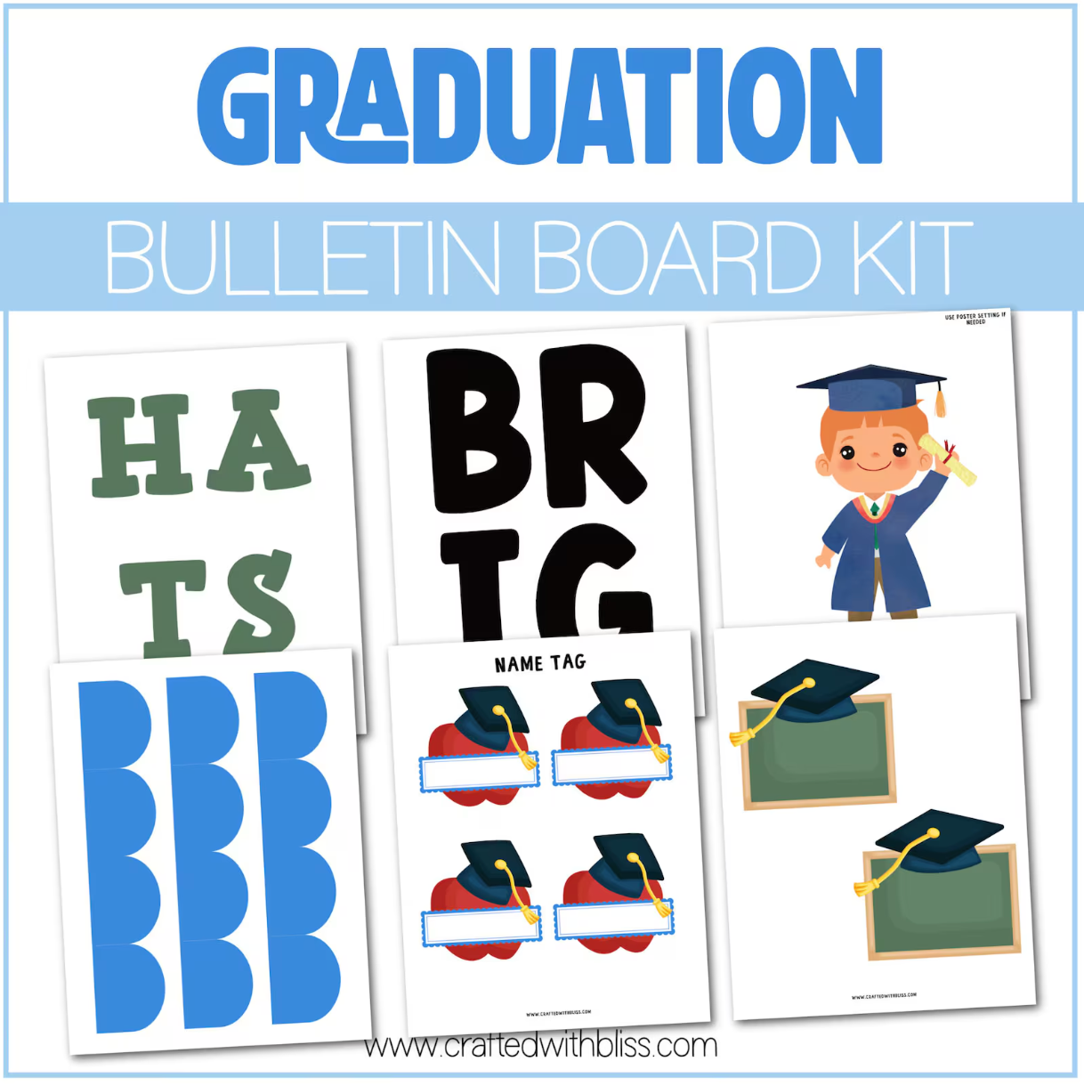 End Of The Year Bulletin Board Kit Door Classroom Decor Graduation Bulletin Decoration May June Moving Up Kindergarten PreK Class Of 2024