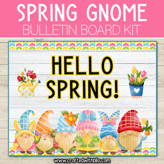 Hello Spring Gnomes Bulletin Board Kit Door Classroom Decor March Gnome