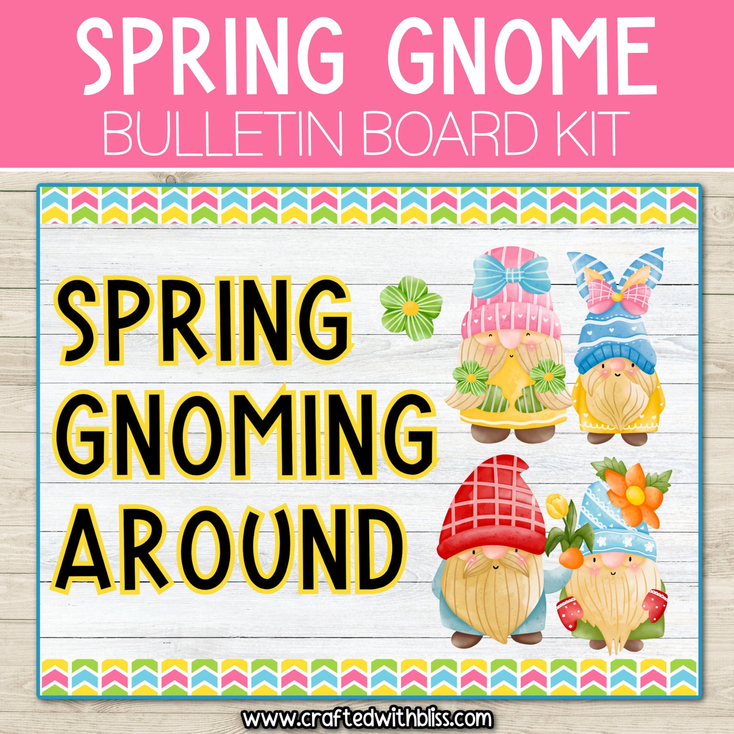 Hello Spring Gnomes Bulletin Board Kit Door Classroom Decor March Gnome