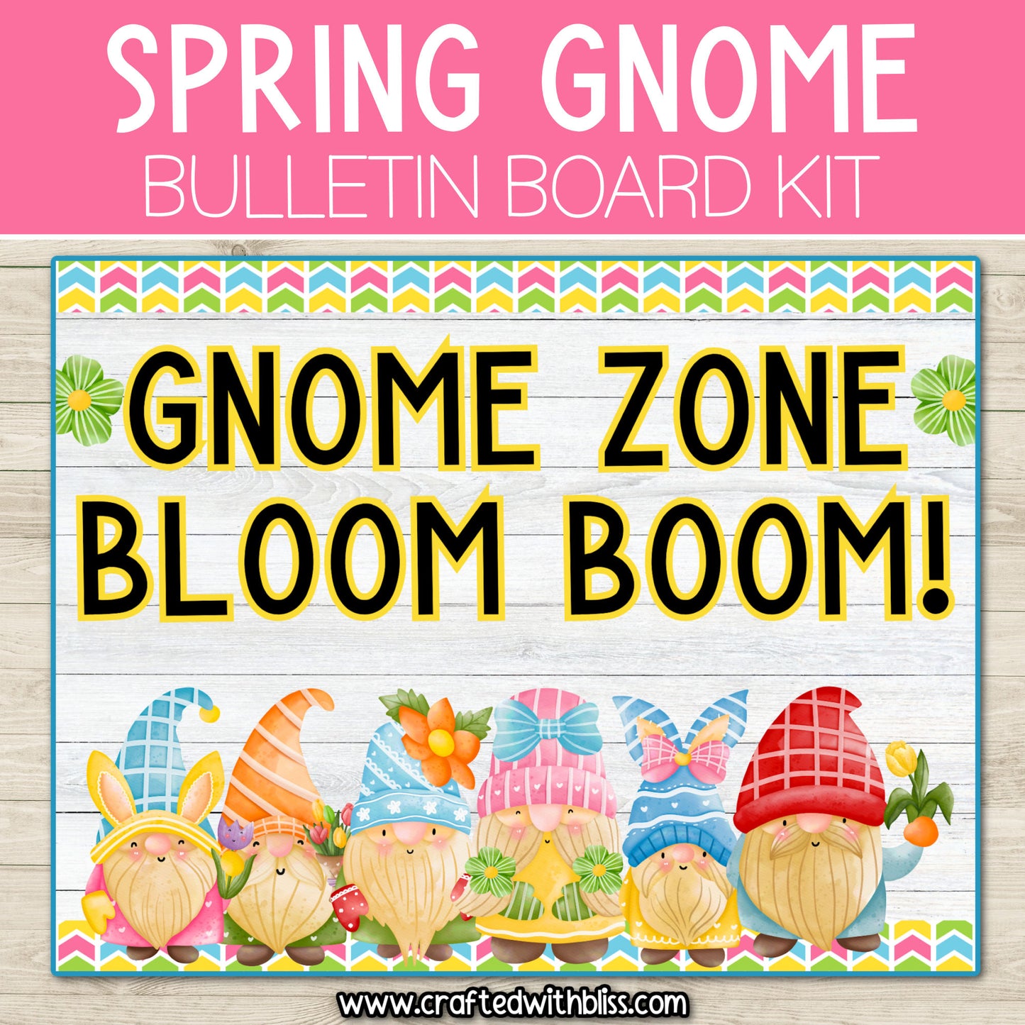 Hello Spring Gnomes Bulletin Board Kit Door Classroom Decor March Gnome