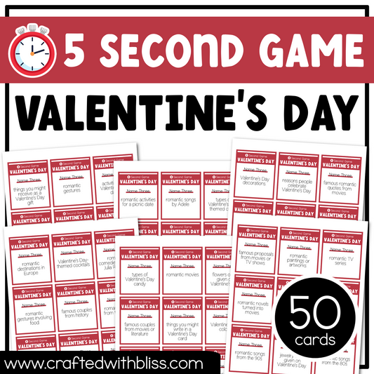 Valentine's Day Party Theme 5 Second Game 50 Cards Fun Friday Ice Breaker Brain