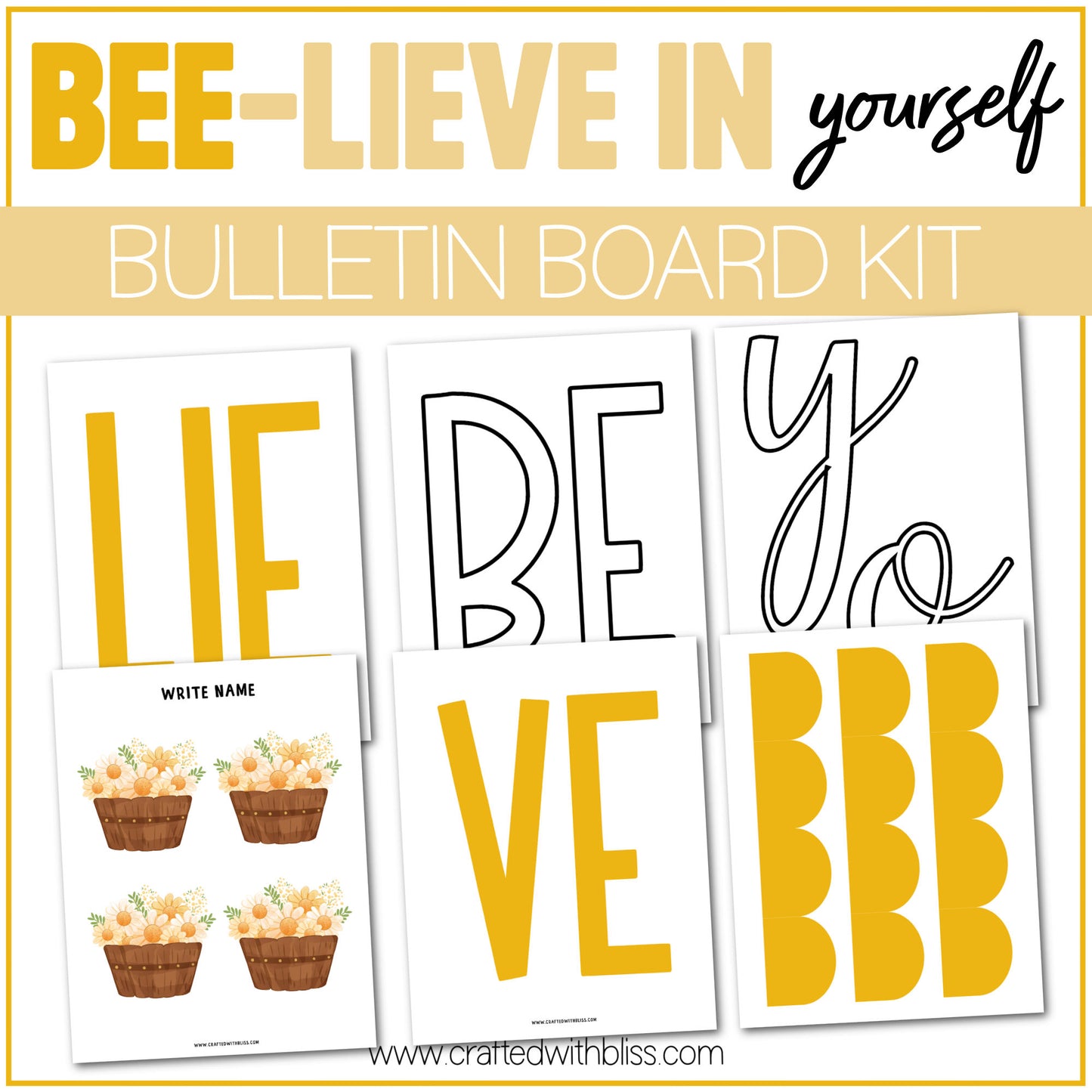 Beelieve In Yourself Bulletin Board Kit Door Classroom Positivity Affirmation