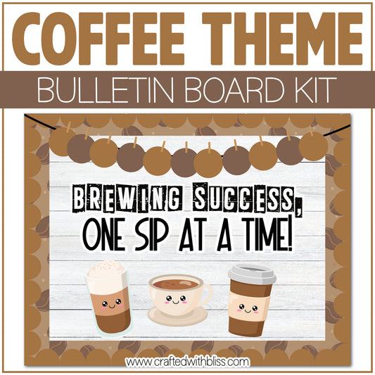 Coffee Theme Brewing Bulletin Board Kit Door Classroom Decor Bulletin Decoration