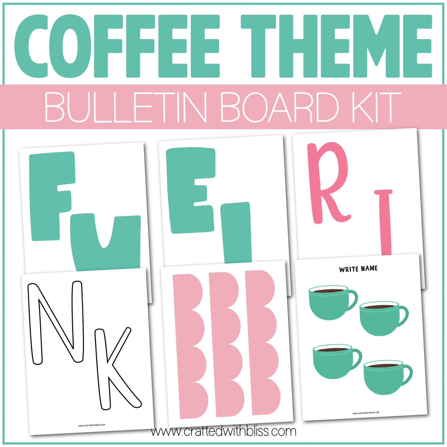 Coffee Theme Bulletin Board Kit Door Classroom Decor Coffee And Donuts Bulletin
