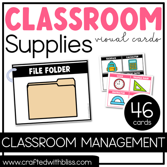 School Supplies Visual Cards | Classroom Management Tool