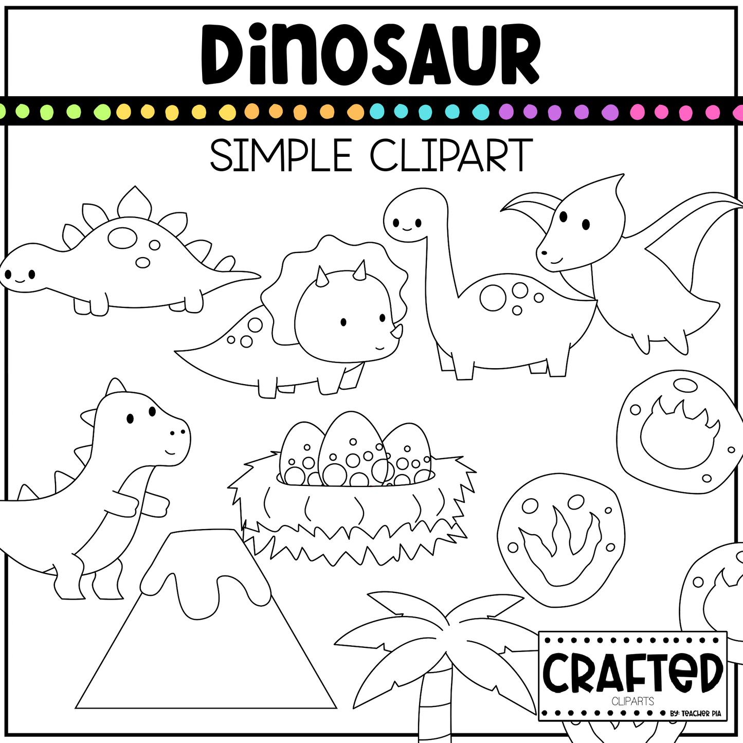 Simple Dinosaur Background Scene July Clipart Commercial Use