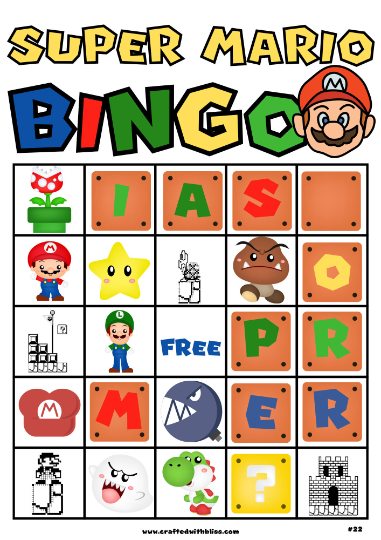 Super Mario BINGO For Kids (30 Unique Mario Cards)