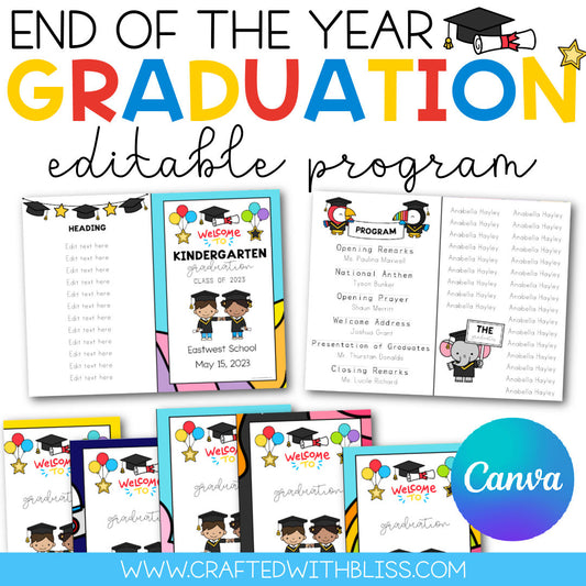 Editable Graduation Program [Pre-k, Preschool, Kinder] End of the Year Canva