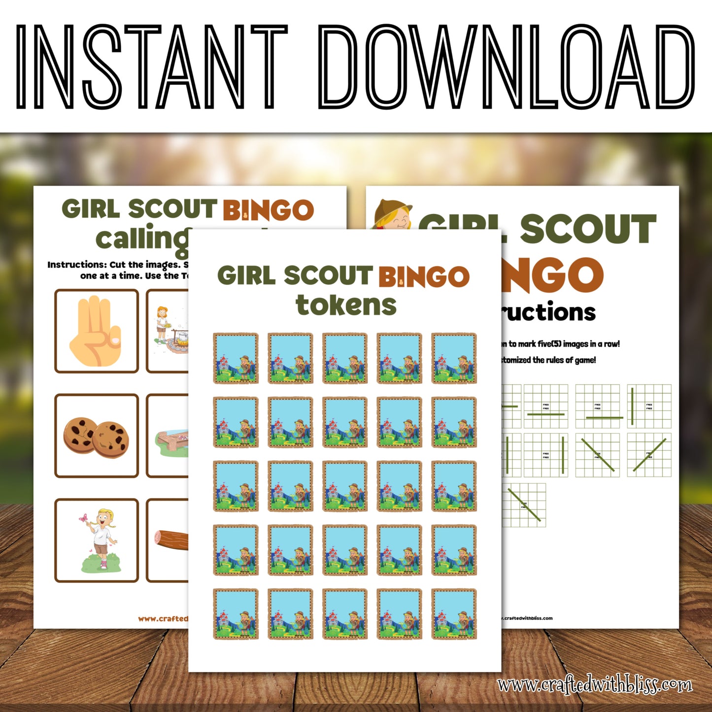 Girl Scout Bingo For Kids - 30 Cards