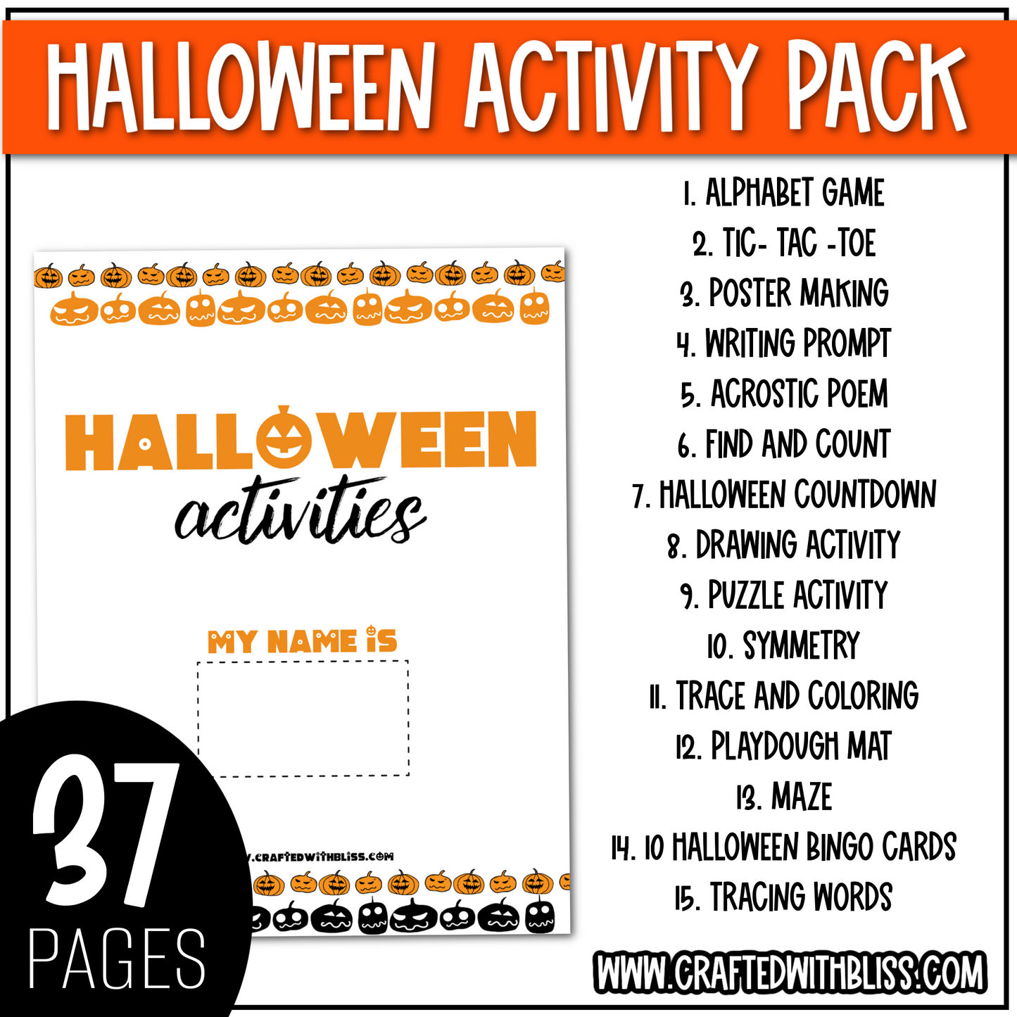 Printable Halloween Games And Fun Activities Pack For Kids Game Bundle