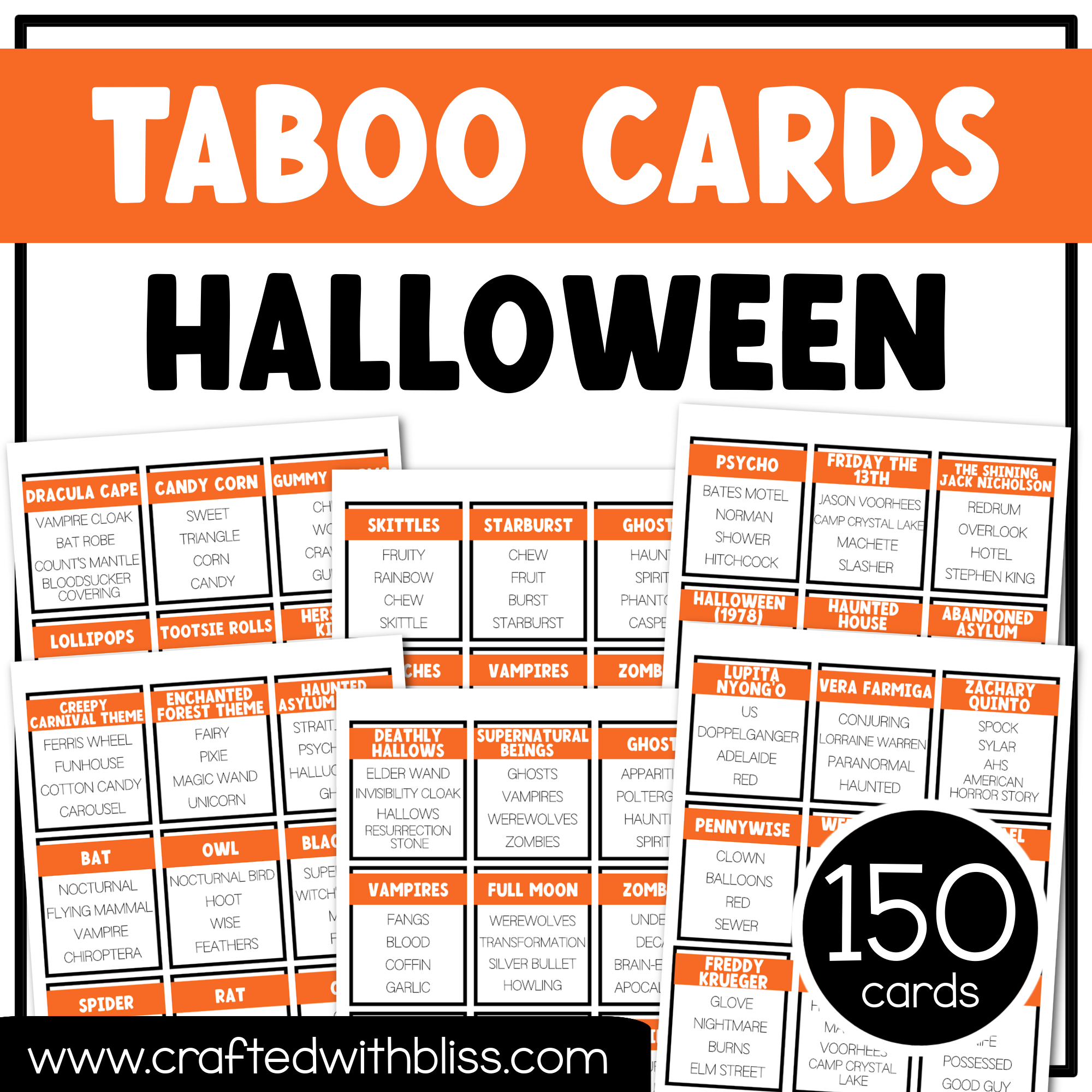 Halloween Taboo Game 150 Cards Halloween Party Game Night Forbidden Wo – CraftedwithBliss halloween-taboo-game-150-cards-halloween-party-game-night-forbidden-wo-craftedwithbliss