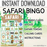Safari Bingo For Kids - 30 Cards