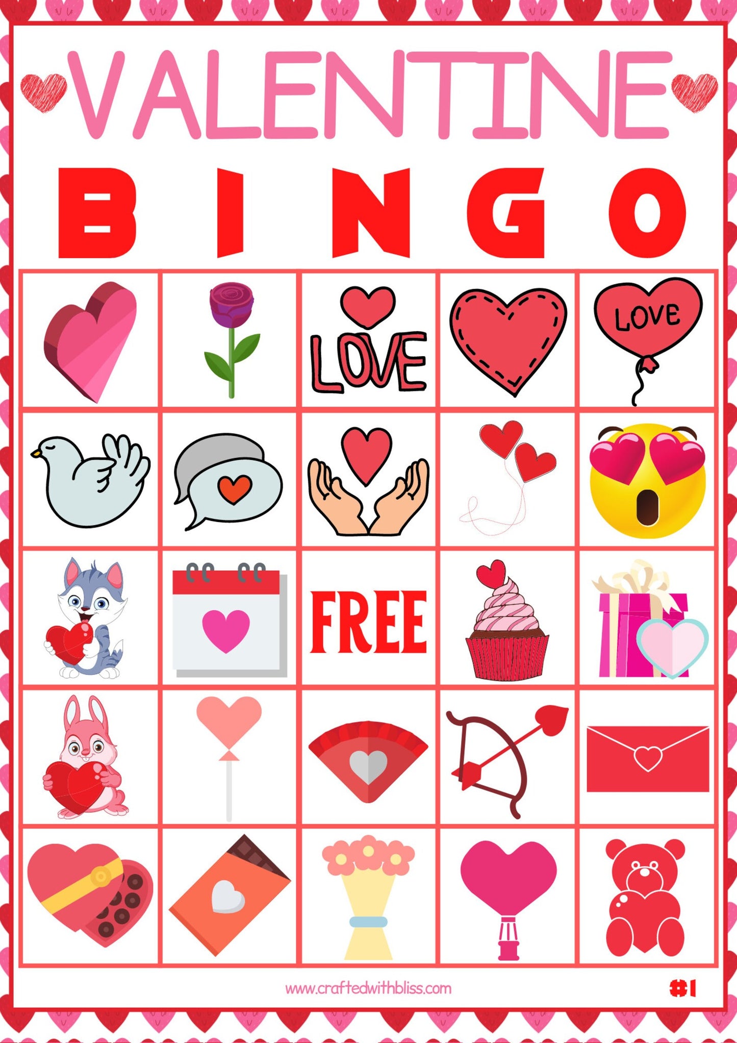 Valentine's Day Bingo For Kids - 30 Cards