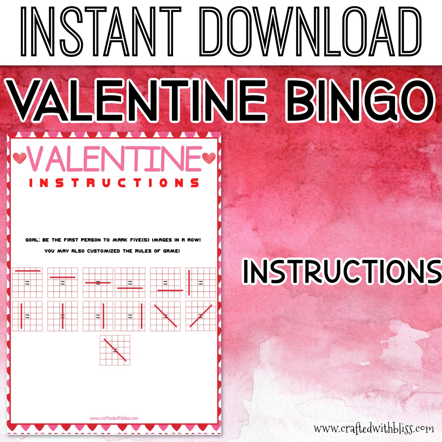 Valentine's Day Bingo For Kids - 30 Cards
