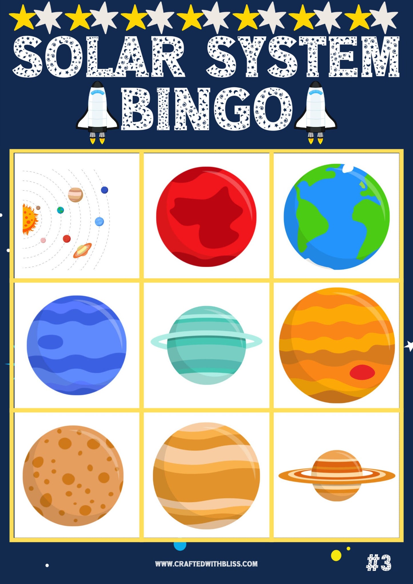 10 Solar System BINGO For Preschool-Kindergarten