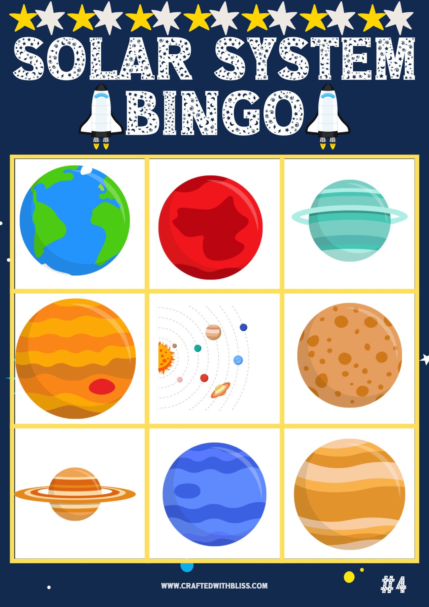10 Solar System BINGO For Preschool-Kindergarten