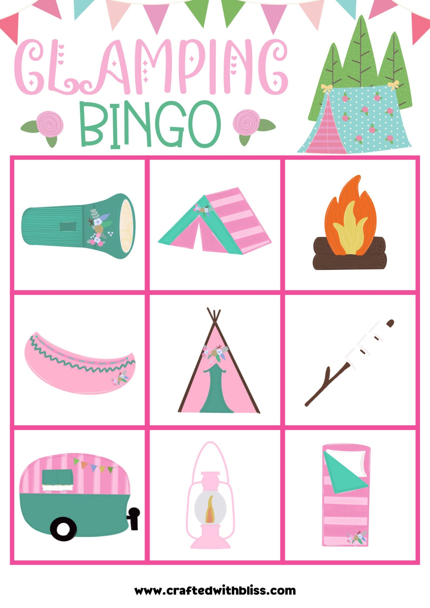 10 Glamping BINGO For Preschool Kindergarten