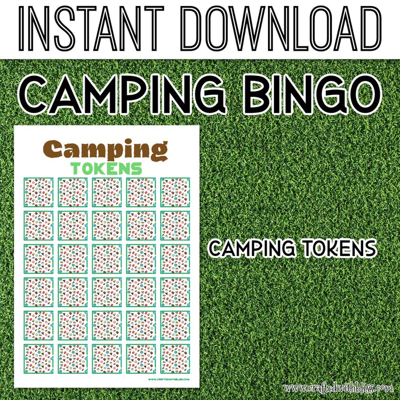 Camping Bingo For Kids - 30 Cards