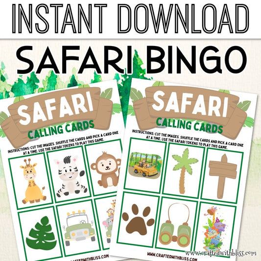 Safari Bingo For Kids - 30 Cards