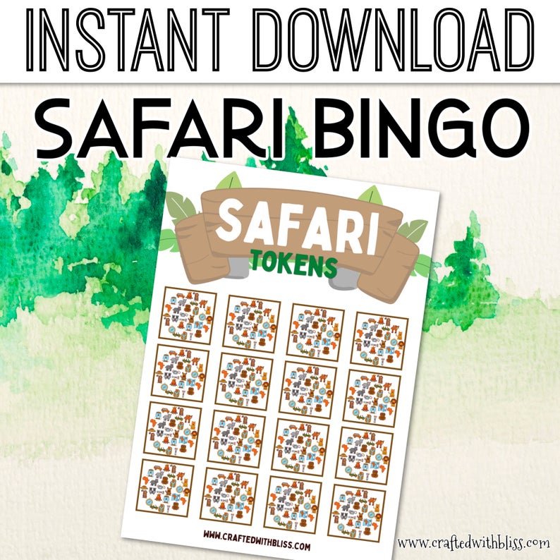 Safari Bingo For Kids - 30 Cards