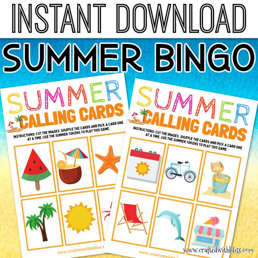 Summer Bingo For Kids - 30 Cards