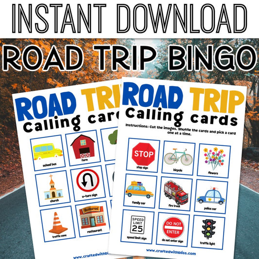 Road Trip Bingo For Kids - 10 Cards