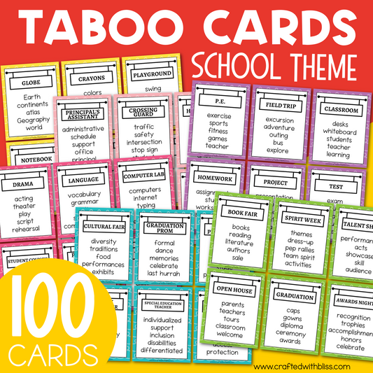 The Ultimate School Theme Taboo Game - 100 Cards