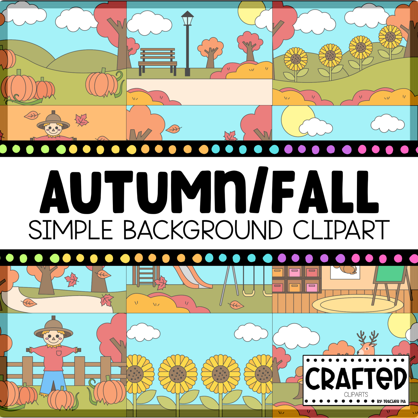 Year Round Simple Background Clipart Scene Mega Bundle Commercial Use