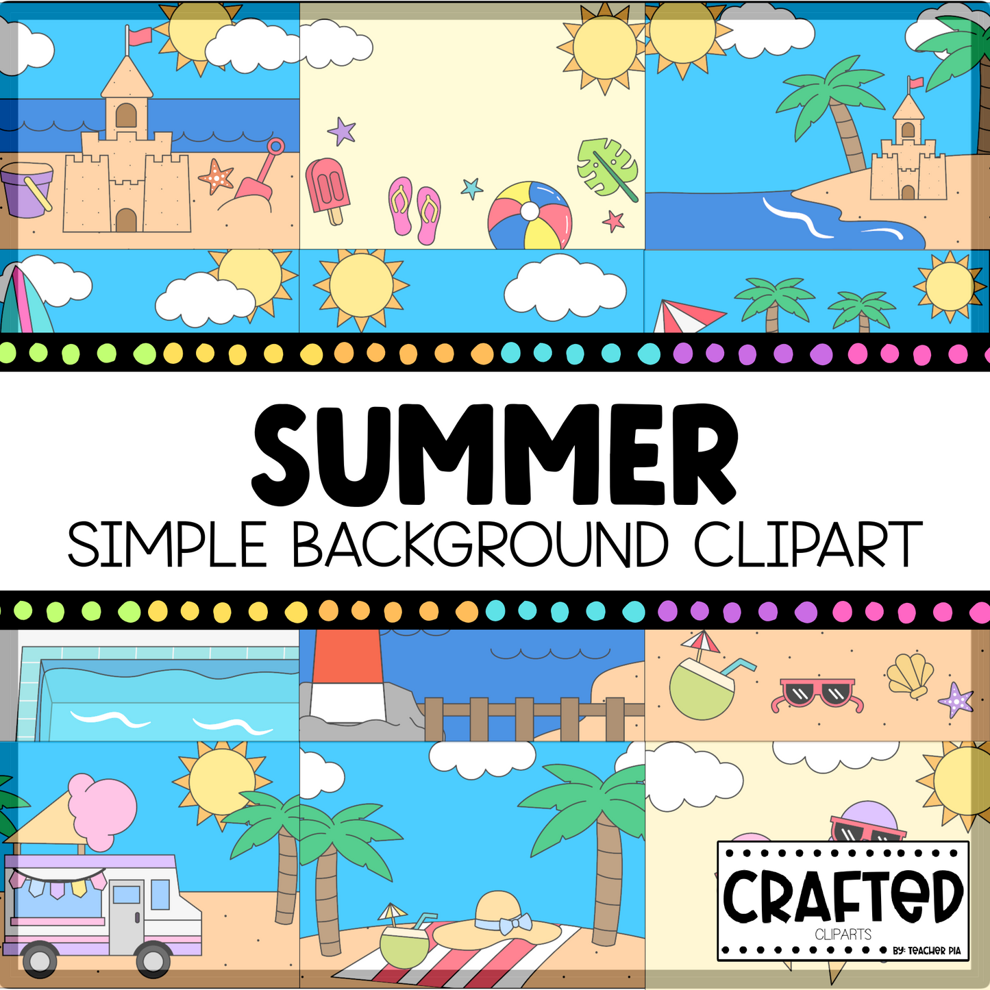 Simple Summer Background Scene June Clipart Commercial Use