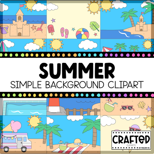 Simple Summer Background Scene June Clipart Commercial Use