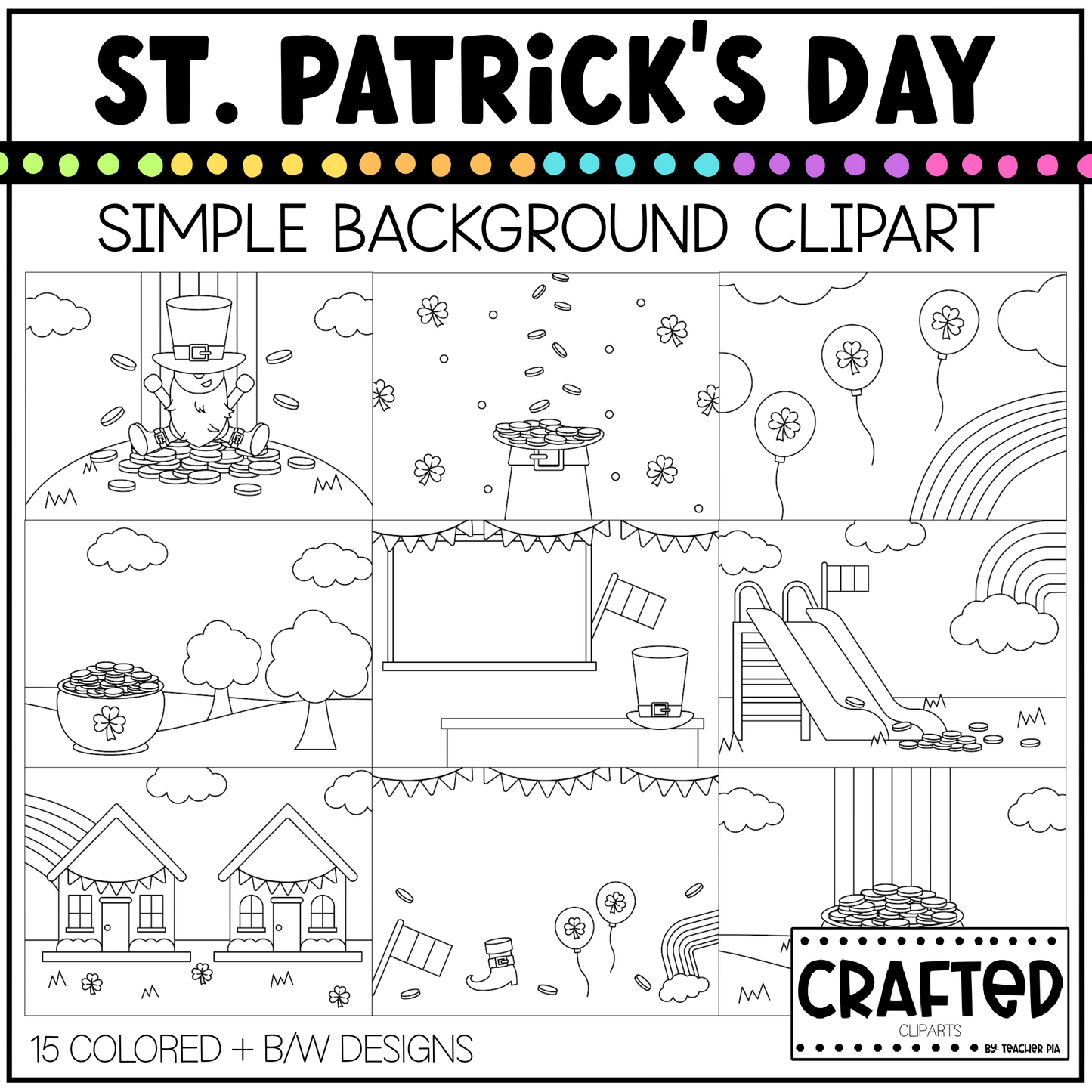 Simple St. Patrick's Day Background Scene March Clipart Commercial Use