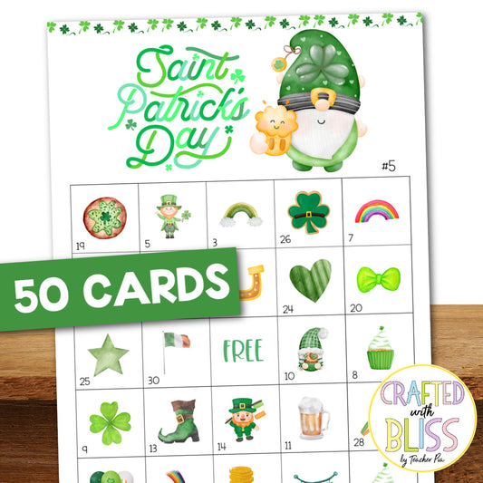 50 St. Patrick's Day Bingo Cards (5x5)