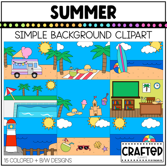 Simple Summer Background Scene June Clipart Commercial Use