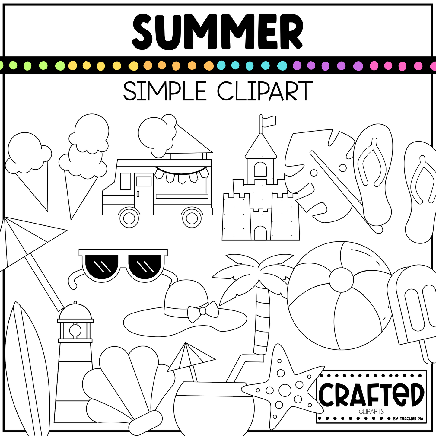 Simple Summer Background Scene June Clipart Commercial Use
