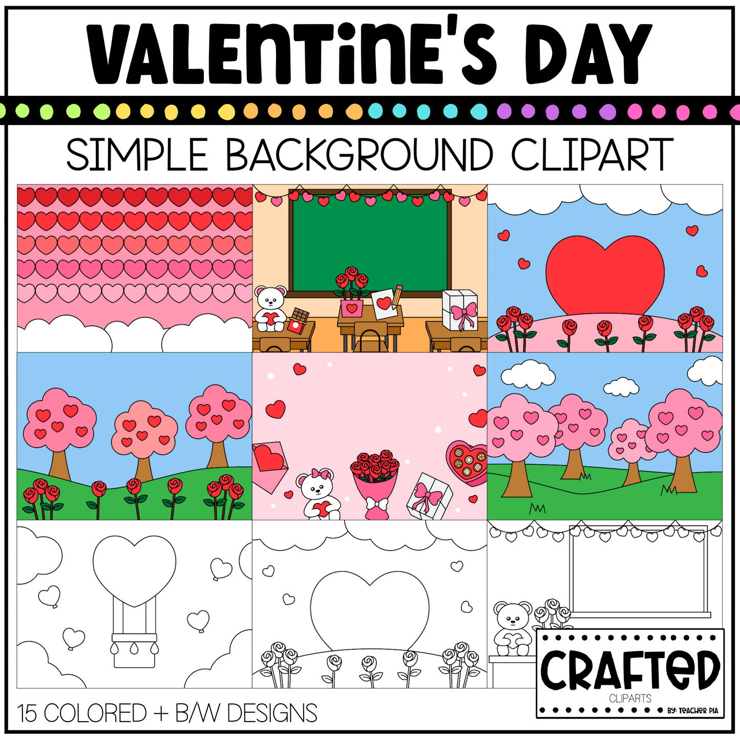 Simple Valentine's Day Background Scene February Clipart Commercial Use