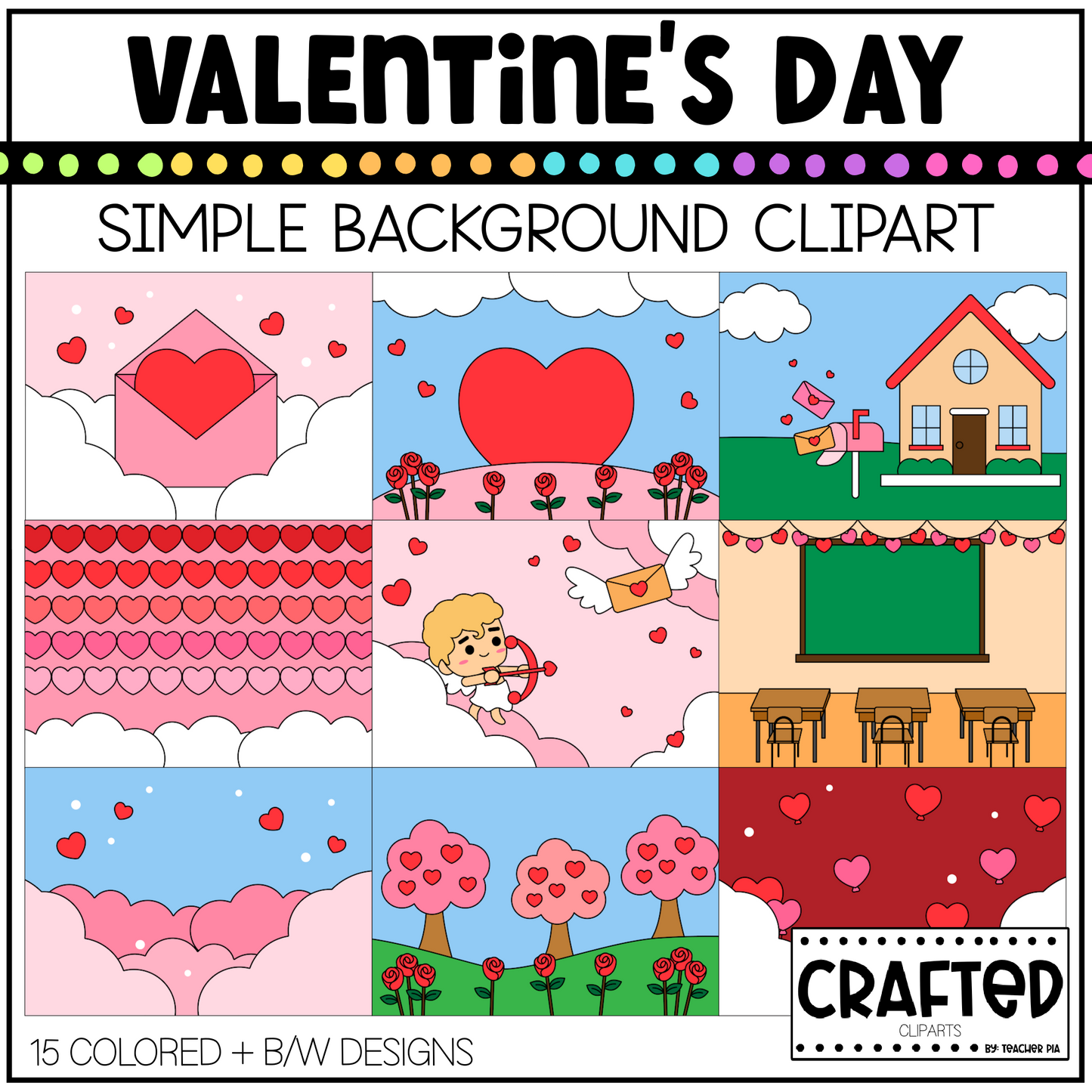 Simple Valentine's Day Background Scene February Clipart Commercial Use