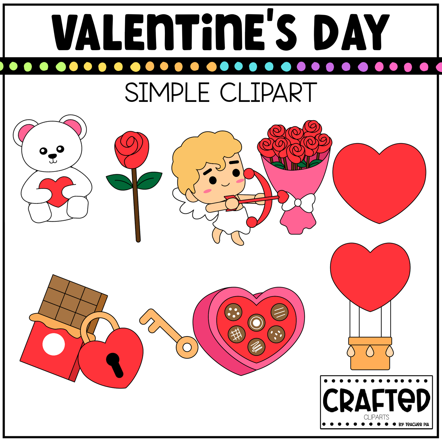 Simple Valentine's Day Background Scene February Clipart Commercial Use