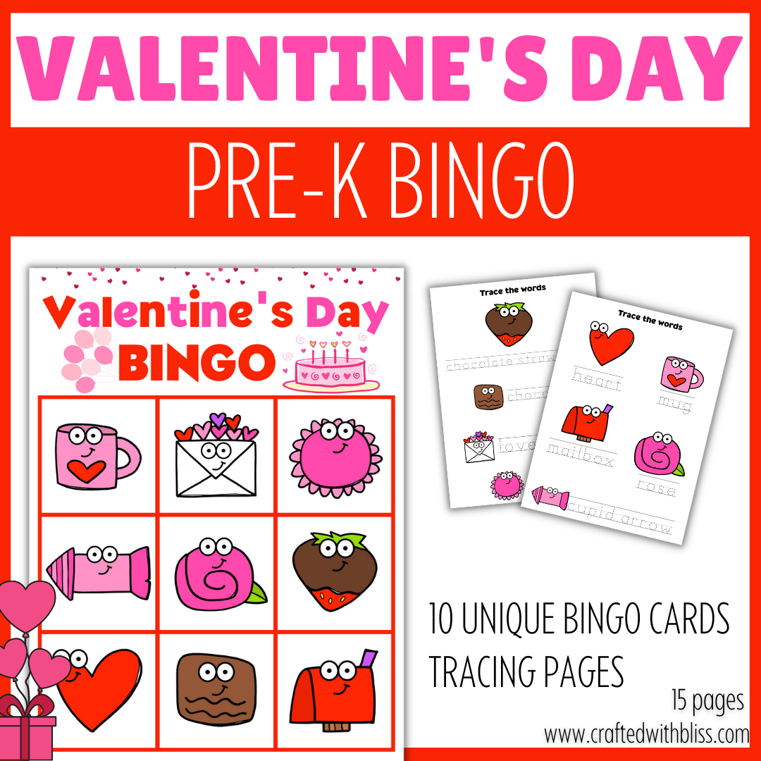10 Valentine's Day BINGO For Preschool-Kindergarten