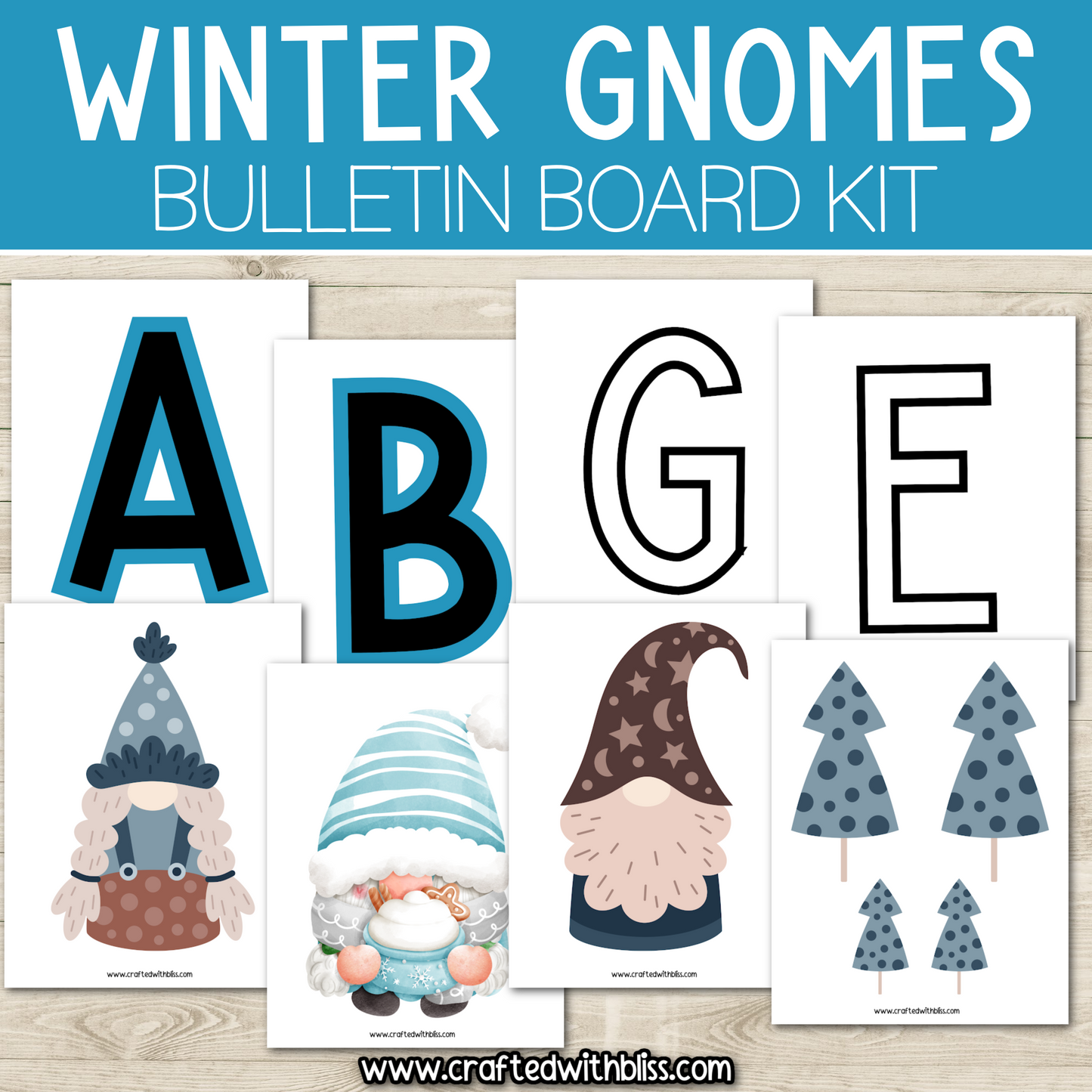 Hello Winter Gnomes Bulletin Board Kit Door Classroom Decor January Decoration