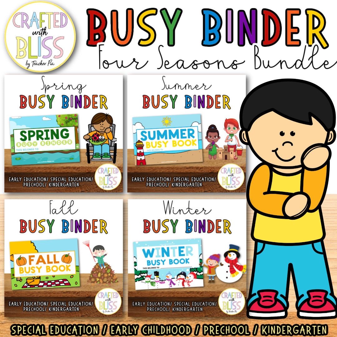 Four Seasons Busy Book/Binder Big Bundle (SpEd, Toddler and Pre-K) Spring, Summer, Fall and Winter! Save More with this bundle!