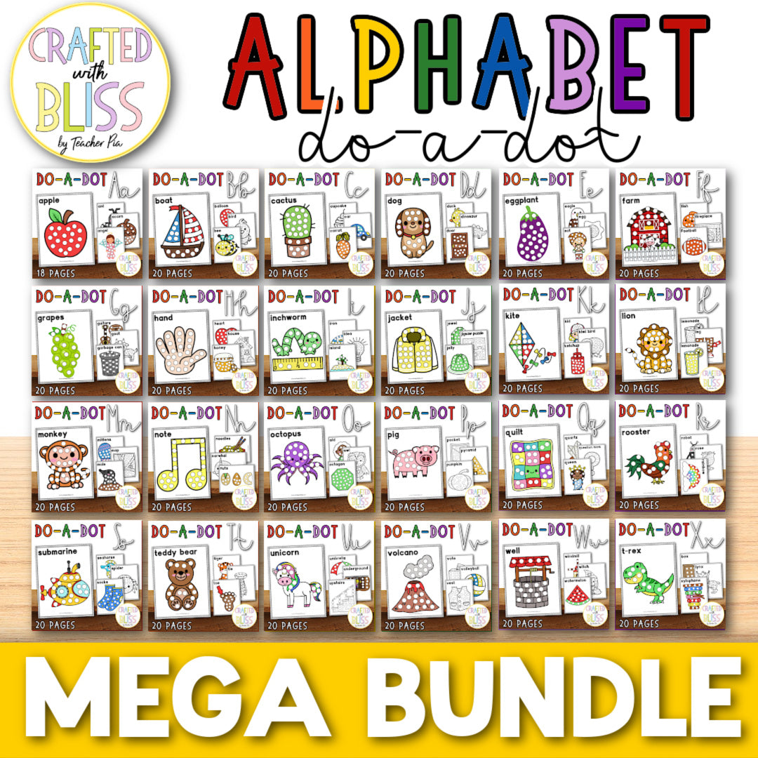 500+ Pages Alphabet Dot Markers Mega Bundle Do-A-Dot (Preschool, Sped, Kindergarten, OT) Save More with this bundle!