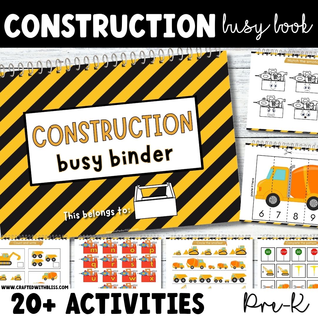 FREE Construction Busy Book The Perfect Toddler Quiet Time Activity