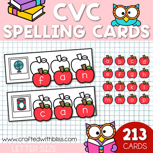 FREE CVC Spelling Cards For Early Readers | Kindergarten | Literacy Center