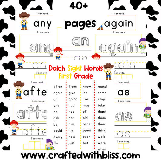 FREE Toy Story Dolch Sight Words Grade 1 Review Printable