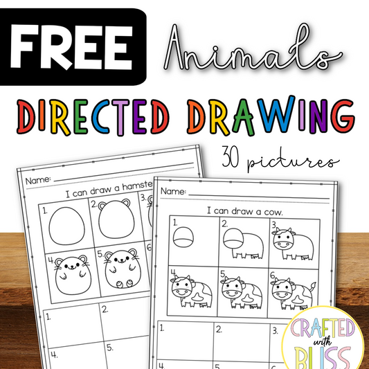 Animals Directed Drawing Worksheet Phonics FREE Printable