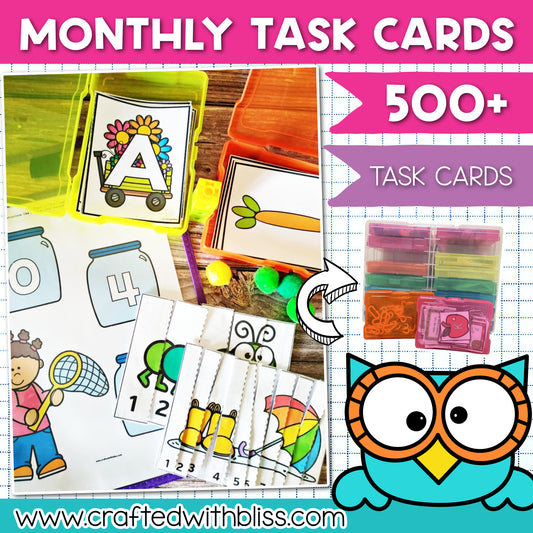 MONTHLY Task Cards Math and Literacy